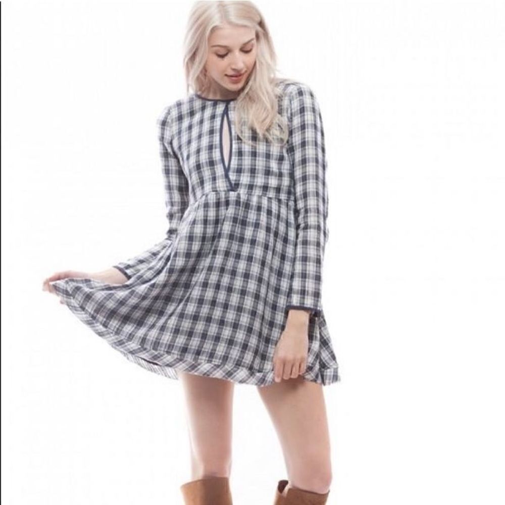 Anthropologie Paper Crane Mad for Plaid Long Sleeve Mini Dress | SZ S